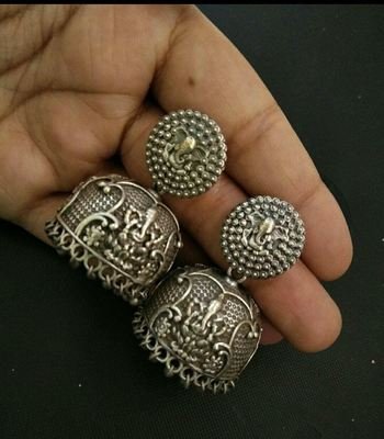 Silver Jhumkas and Earrings 5