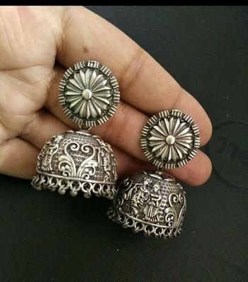 Silver Jhumkas and Earrings 6