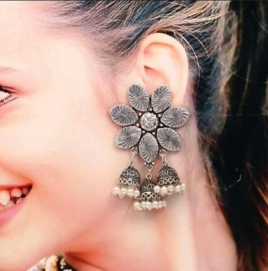 Silver Jhumka Earrings Design Collection 6