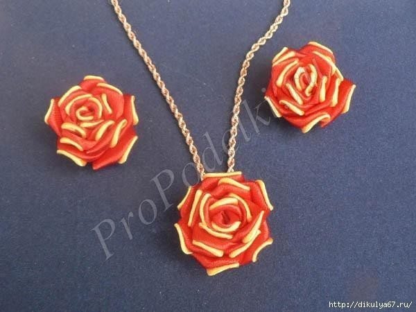 How to make a Two Colour Satin Ribbon Rose 11