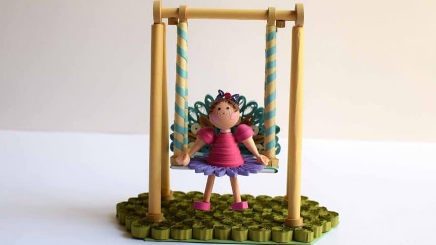 How to make Paper Swing with Quilling Doll 12