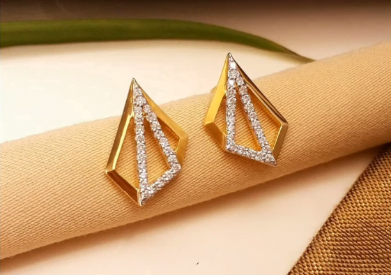 Pretty Pure Gold Stud Earrings designs for Daily Wear 14