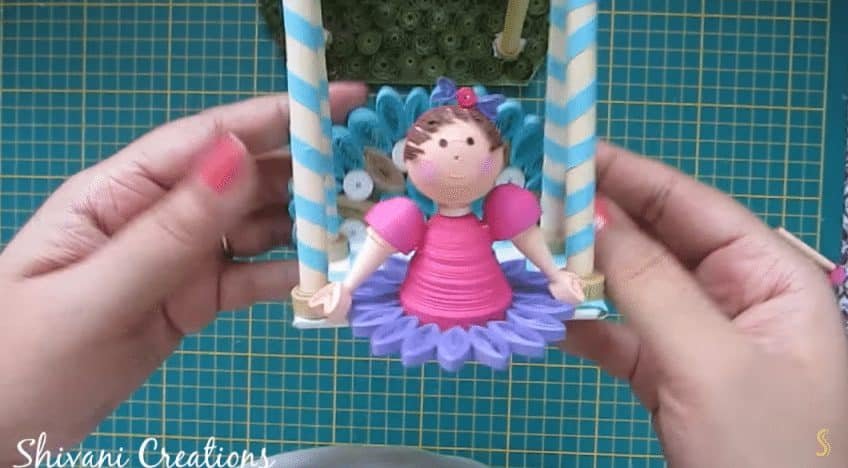 How to make Paper Swing with Quilling Doll 14