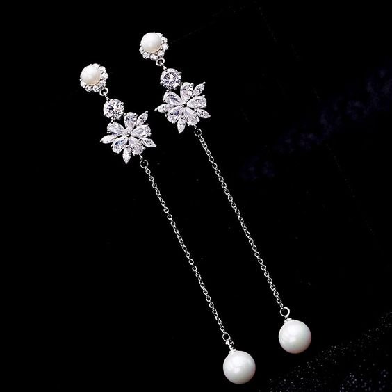 Flower Pearl Drop Earrings 4