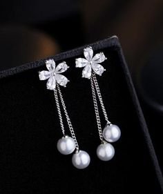 Flower Pearl Drop Earrings 9