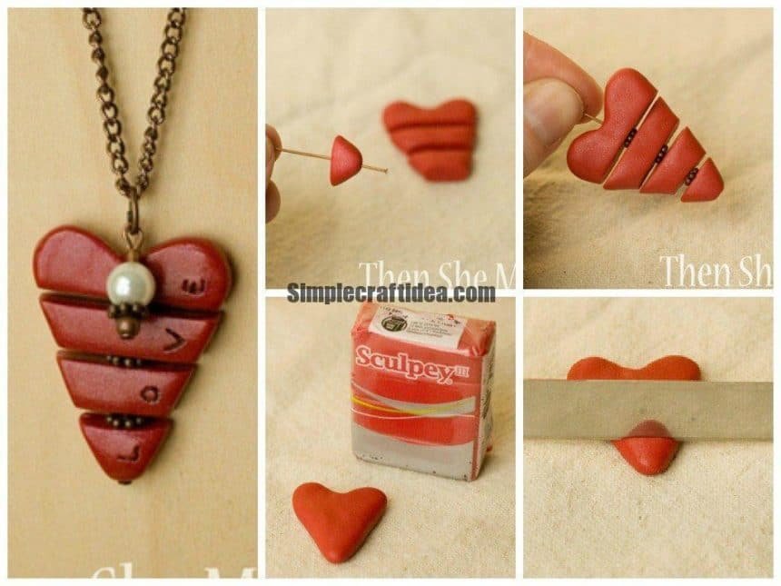 Valentine Pendant made of Polymer Clay a1