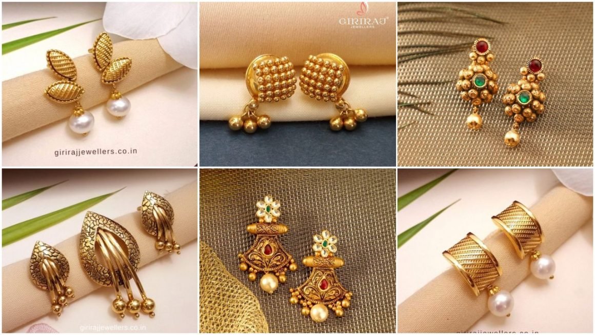 Beautiful Light Weight Daily Wear Gold Earrings Design a1