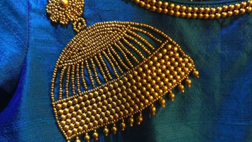 Jhumka Design Using Beads Embroidery for Kurtas 10