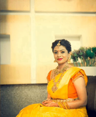 Yellow Silk Saree with Contrast Blouse Collection 11