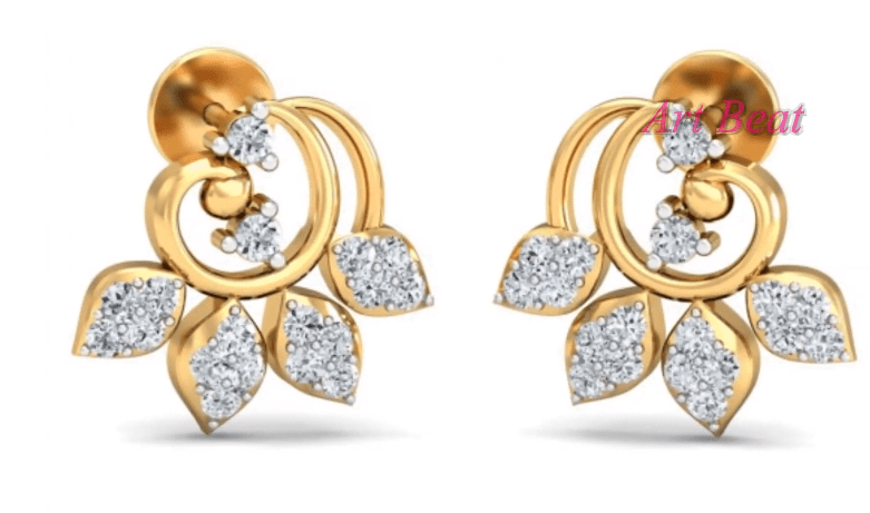 Beautiful Light Weight Small Gold Earrings Designs 11