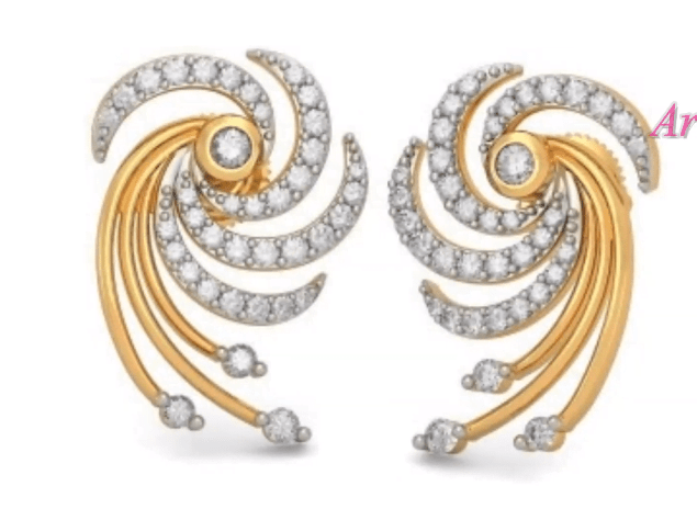 Beautiful Light Weight Small Gold Earrings Designs 12