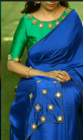 Contrast Colour Combination for Saree and Blouse 13