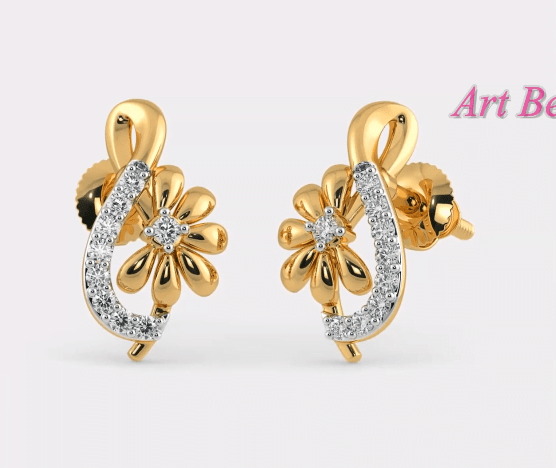 Beautiful Light Weight Small Gold Earrings Designs 15