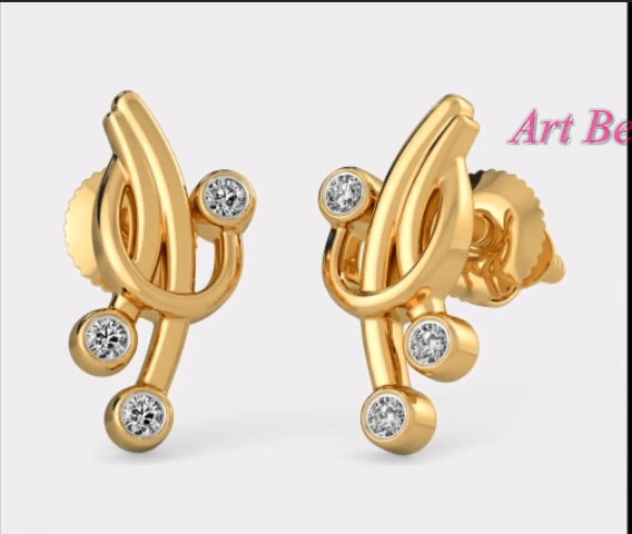 Beautiful Light Weight Small Gold Earrings Designs 18