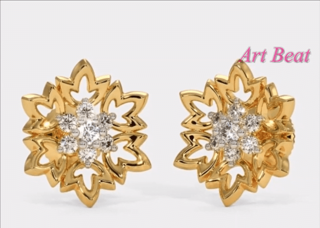 Beautiful Light Weight Small Gold Earrings Designs 19