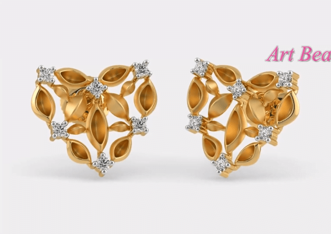 Beautiful Light Weight Small Gold Earrings Designs 6