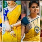 Yellow Silk Saree with Contrast Blouse Collection a1