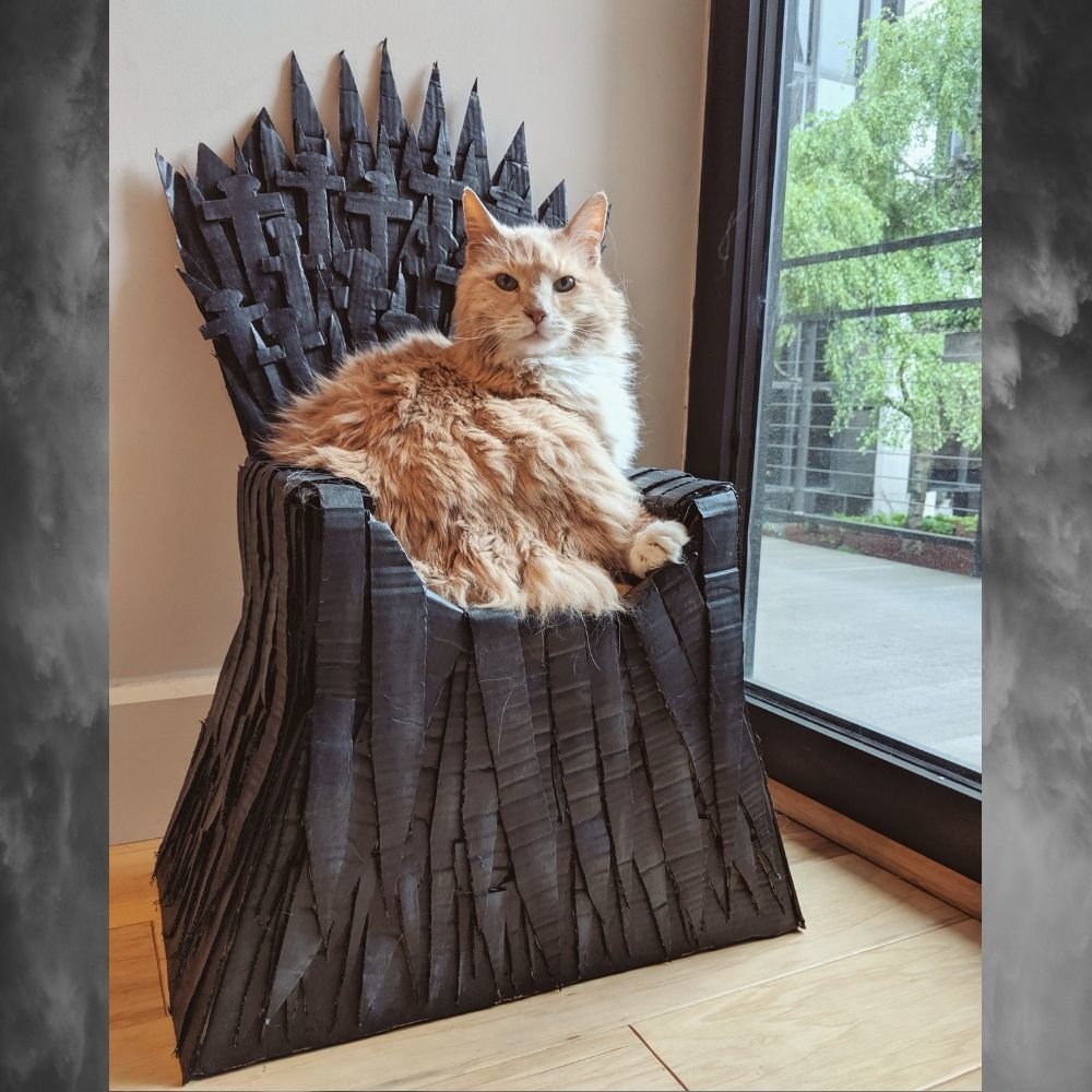 Cardboard Iron Throne Cat Bed 1