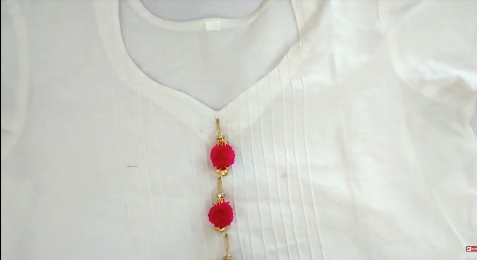 White Kurti with Pom Pom 14