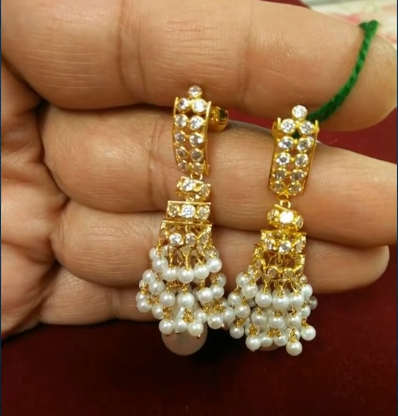 Traditional Pearl and Gold Earrings Designs 5