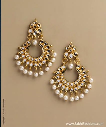 Traditional Pearl and Gold Earrings Designs 6