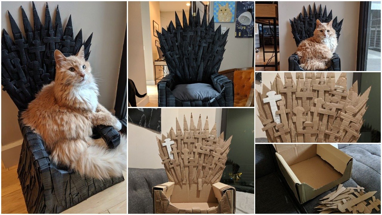 Cardboard Iron Throne Cat Bed a1