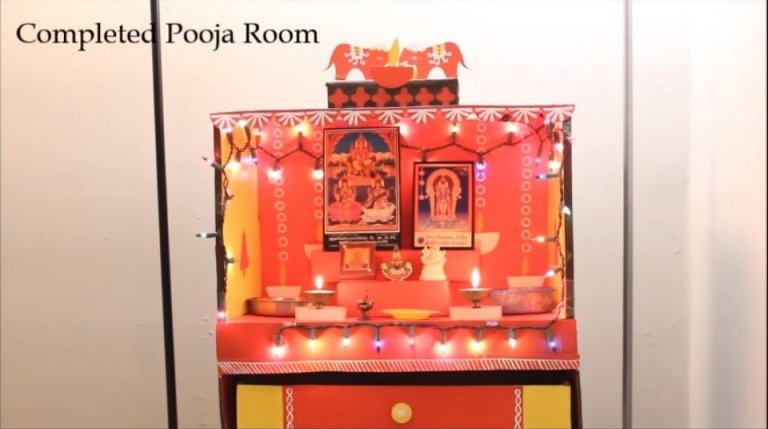 Elegant Pooja Room from Card Boards 1