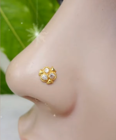 Gold Nose Pin Stud Design 4