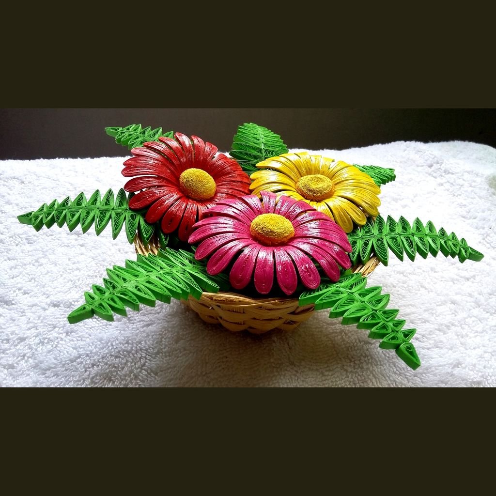 Quilling Flower Basket 1