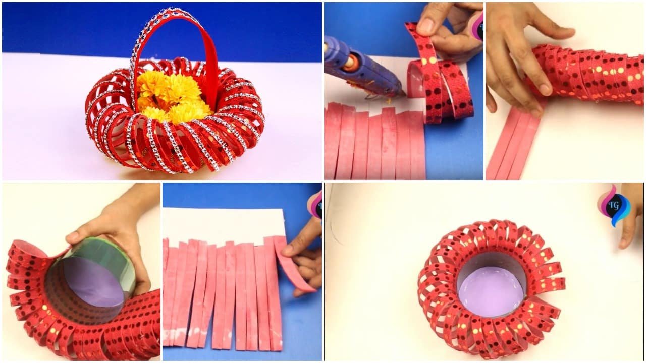 Glitter Paper Basket making