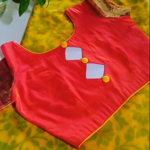 Red Blouse Neck Designs Ideas 13