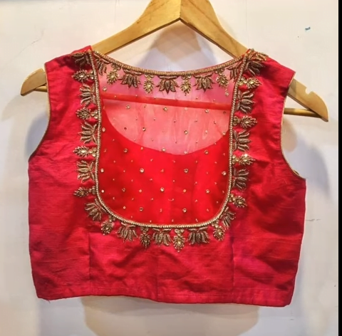 Red Blouse Neck Designs Ideas 15