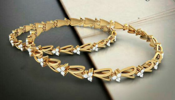 Gold Stone Bangle Design 4