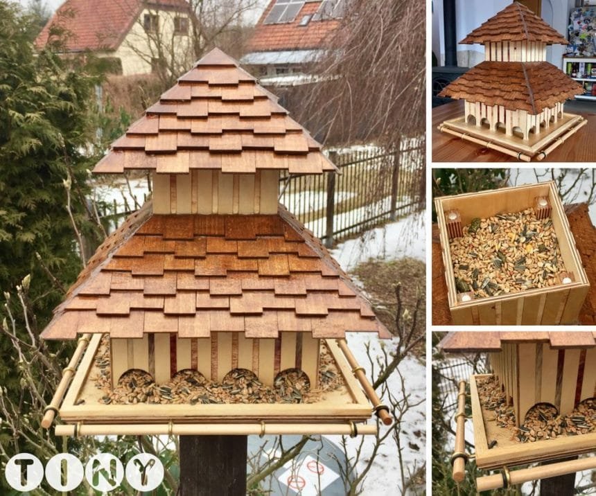 Wooden Bird Feeder 1