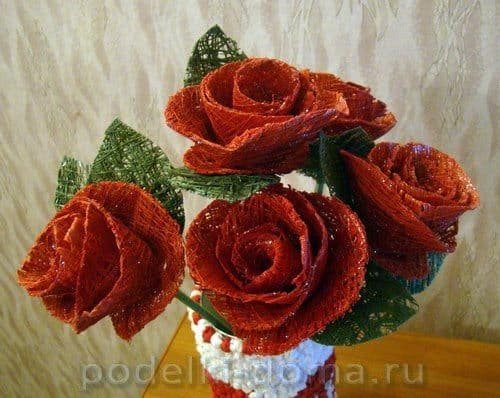 Bouquet of Roses from Sewing Thread 14