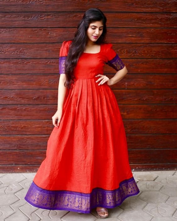 Convert Silk Saree into New Dress Designs 12