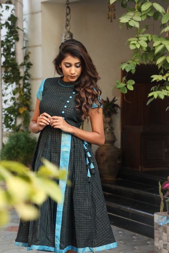 Convert Silk Saree into New Dress Designs 14