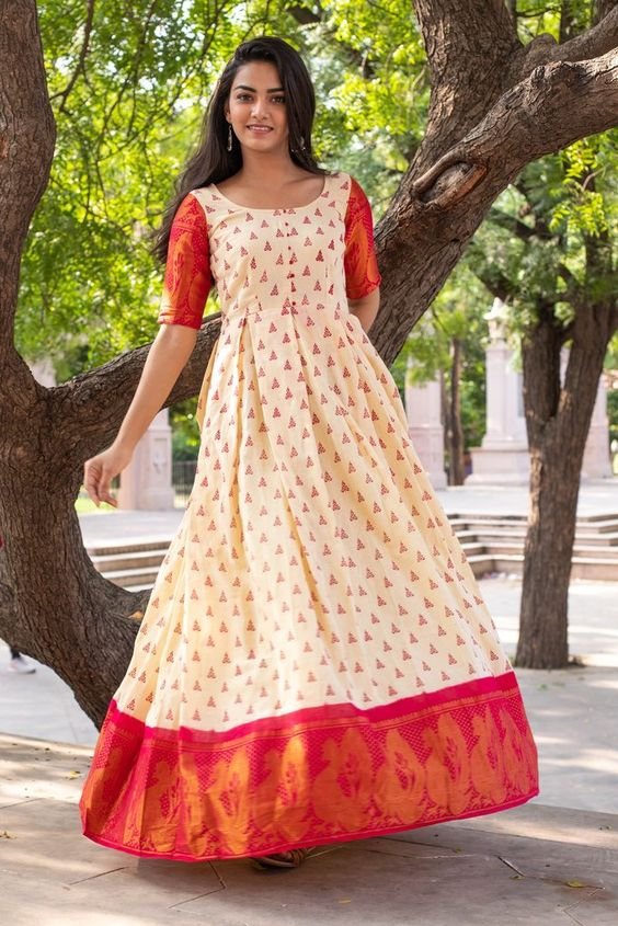 Convert Silk Saree into New Dress Designs 16