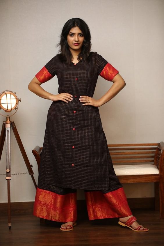 Convert Silk Saree into New Dress Designs 19