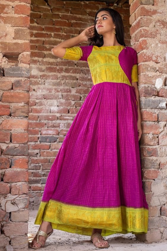 Convert Silk Saree into New Dress Designs 3