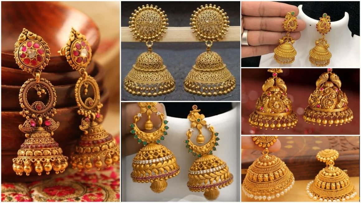 Beautiful Gold Jhumka Earring Design - Get Easy Art and Craft Ideas