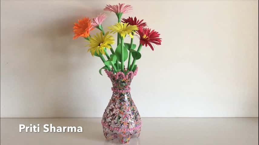 plastic bottle flower vase 17