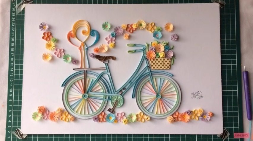Quilling Bicycle with Flowers 11