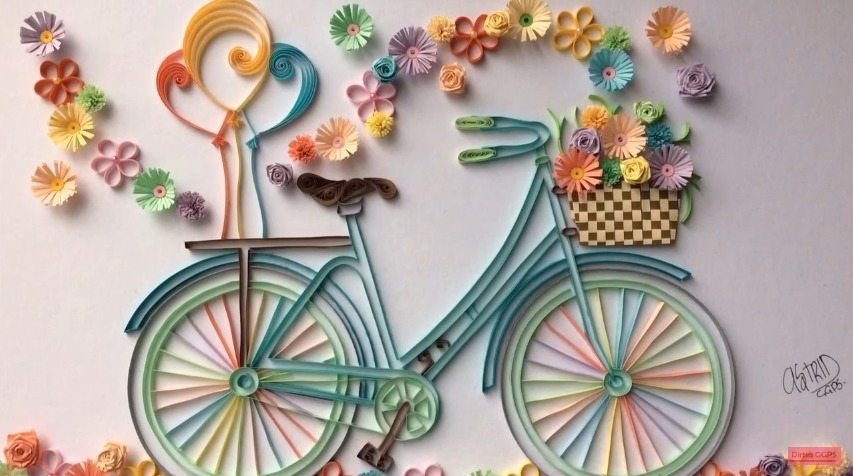 Quilling Bicycle with Flowers 12