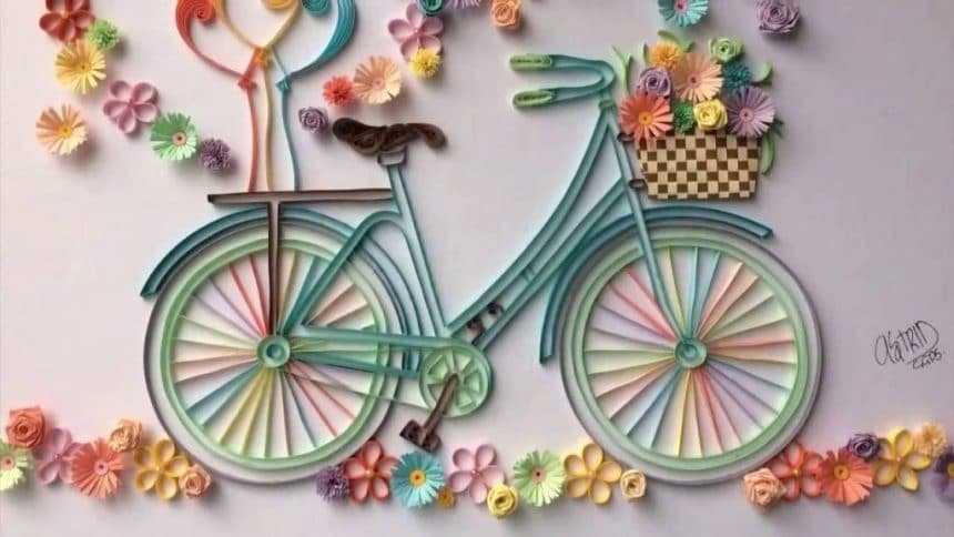 Quilling Bicycle with Flowers 13