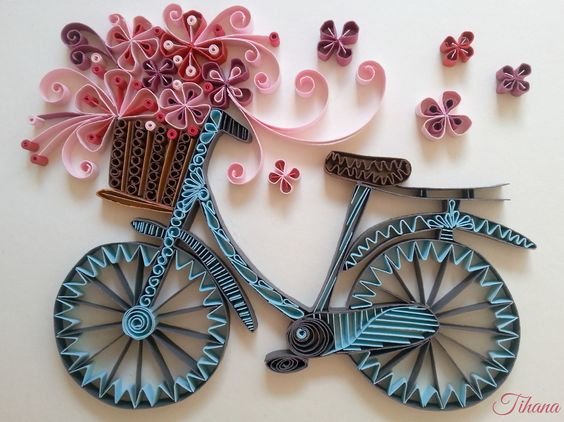 Quilling Bicycle with Flowers 14