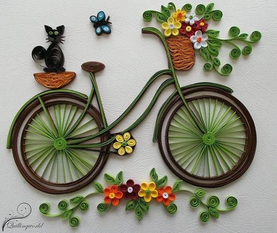 Quilling Bicycle with Flowers 15