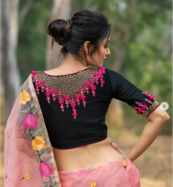 saree blouse back neck designs 1