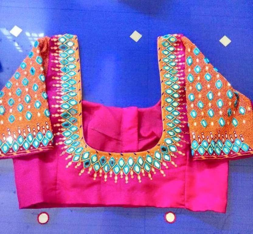 mirror work blouse designs 26