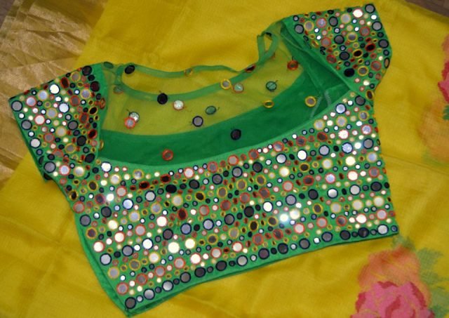 mirror work saree blouse designs 1